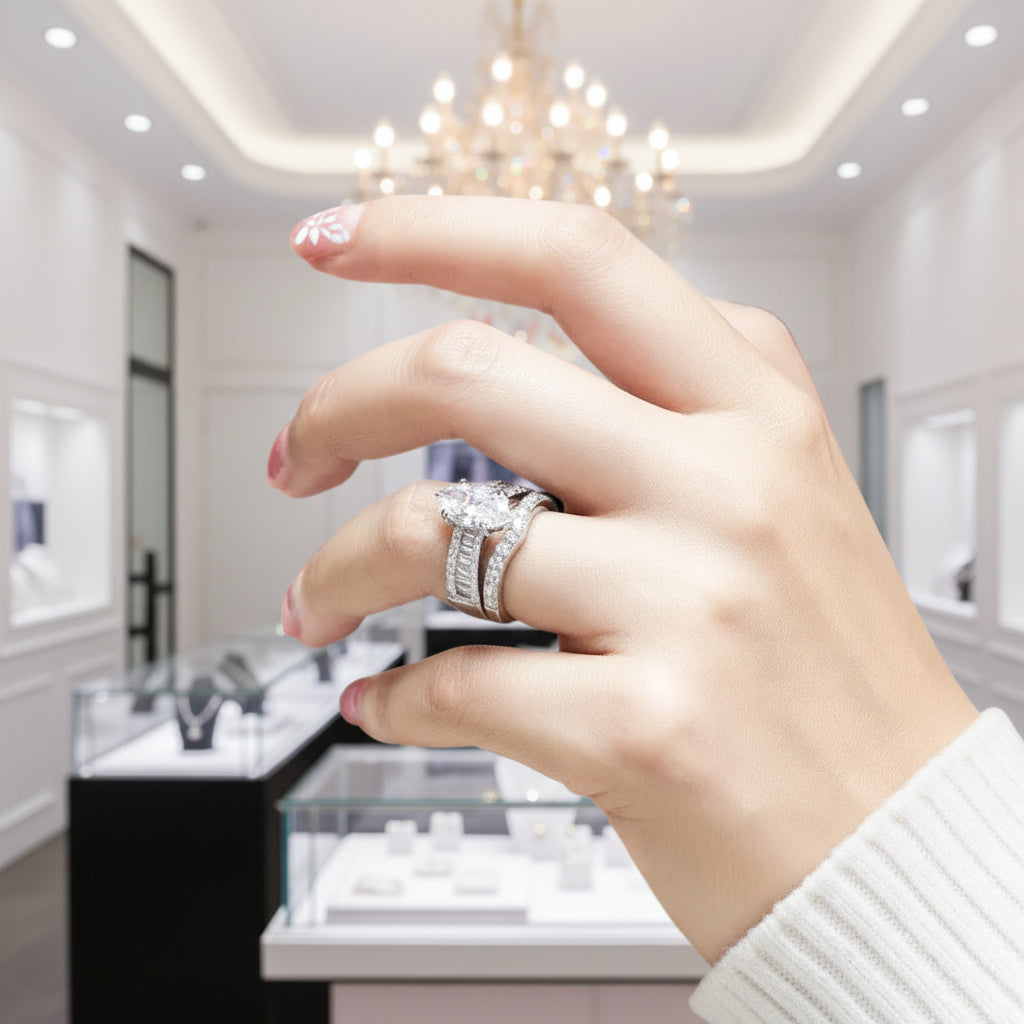 3ct Marquise Diamond Option Ring Set-Black Diamonds New York