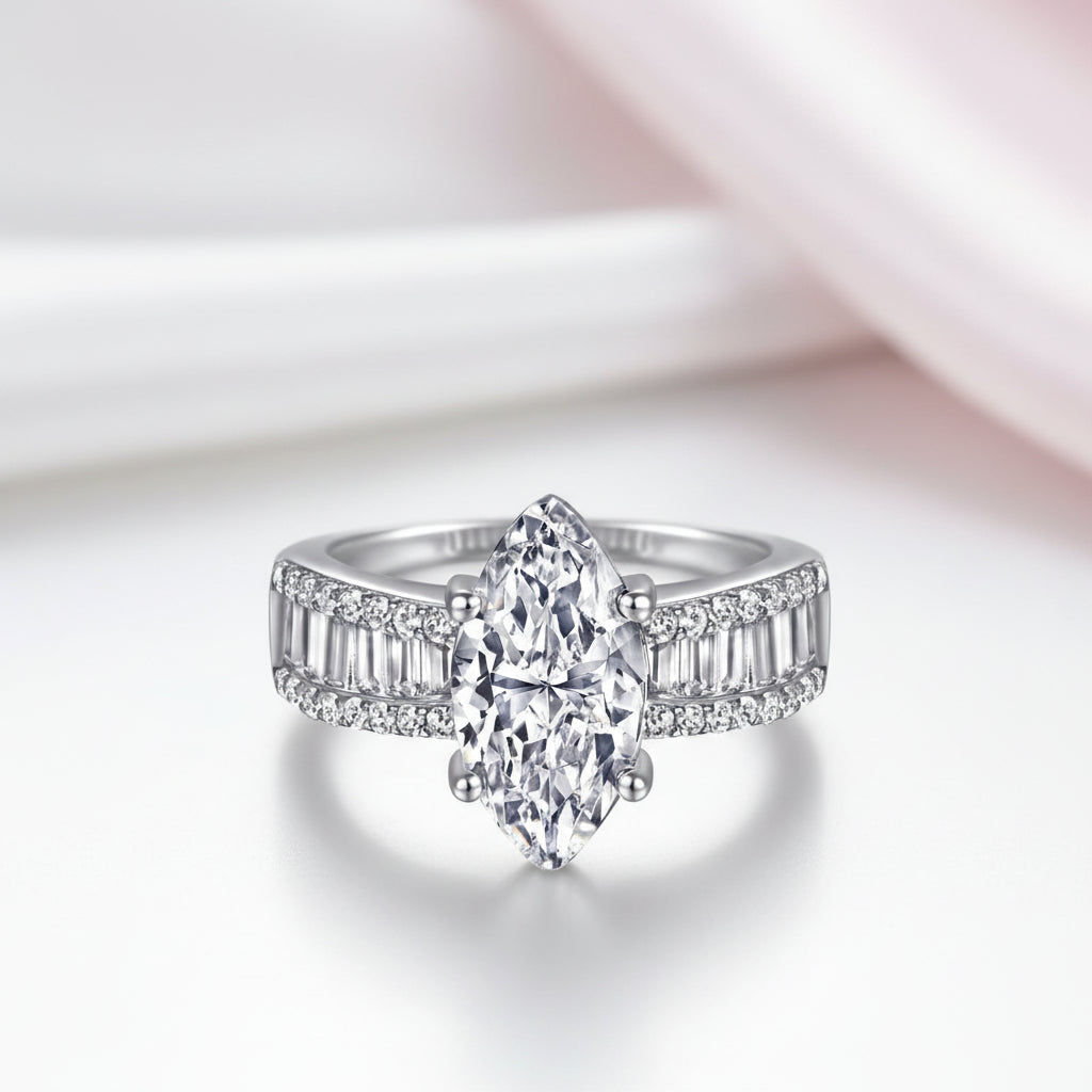 3ct Marquise Diamond Option Ring Set-Black Diamonds New York