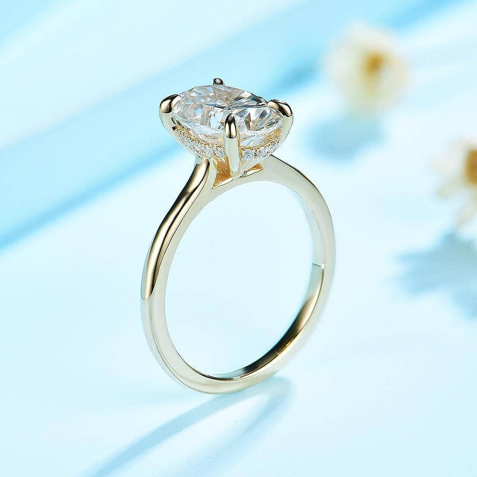 3CT Moissanite 14K Yellow Gold Engagement Ring-Black Diamonds New York