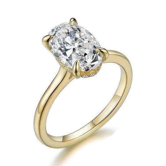 3CT Moissanite 14K Yellow Gold Engagement Ring-Black Diamonds New York