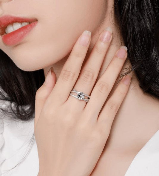 3ct Moissanite Diamond Four Prong Interweaving Engagement Ring - Black Diamonds New York