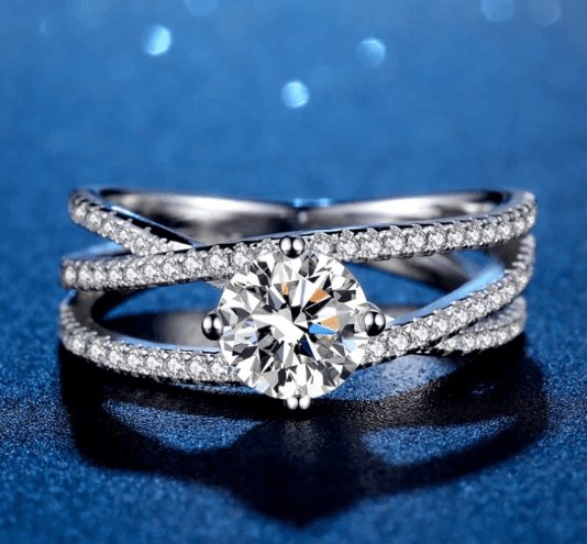 3ct Moissanite Diamond Four Prong Interweaving Engagement Ring-Black Diamonds New York