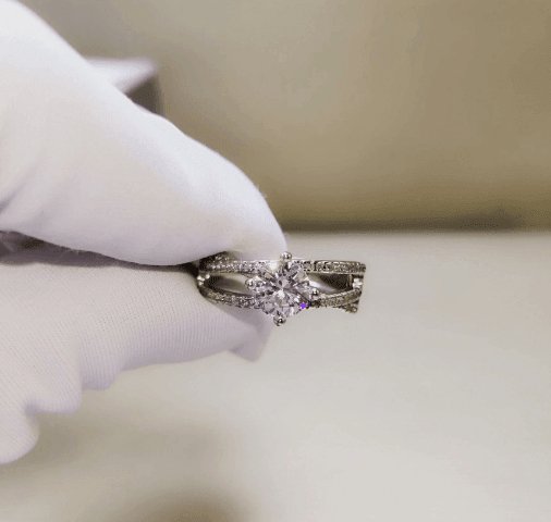 3ct Moissanite Diamond Four Prong Interweaving Engagement Ring-Black Diamonds New York