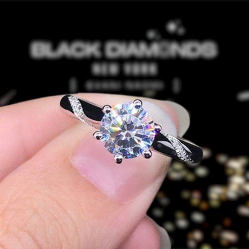 3ct Moissanite Diamond Solitaire Engagement Ring-Black Diamonds New York