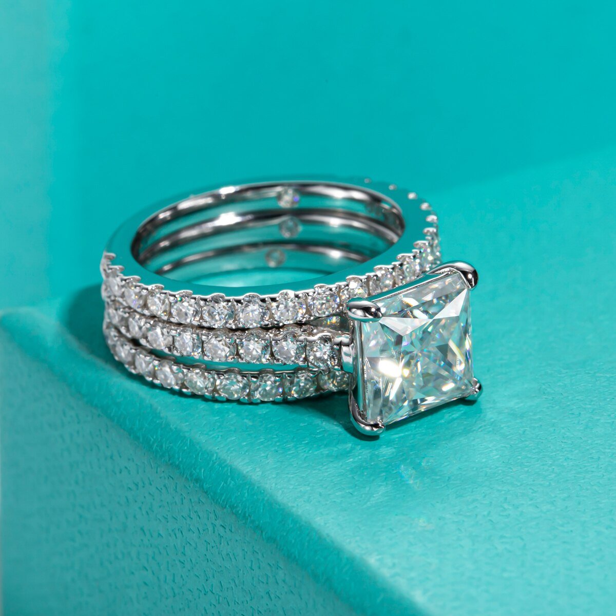 3ct Princess Cut Diamond Engagement Ring Set-Black Diamonds New York