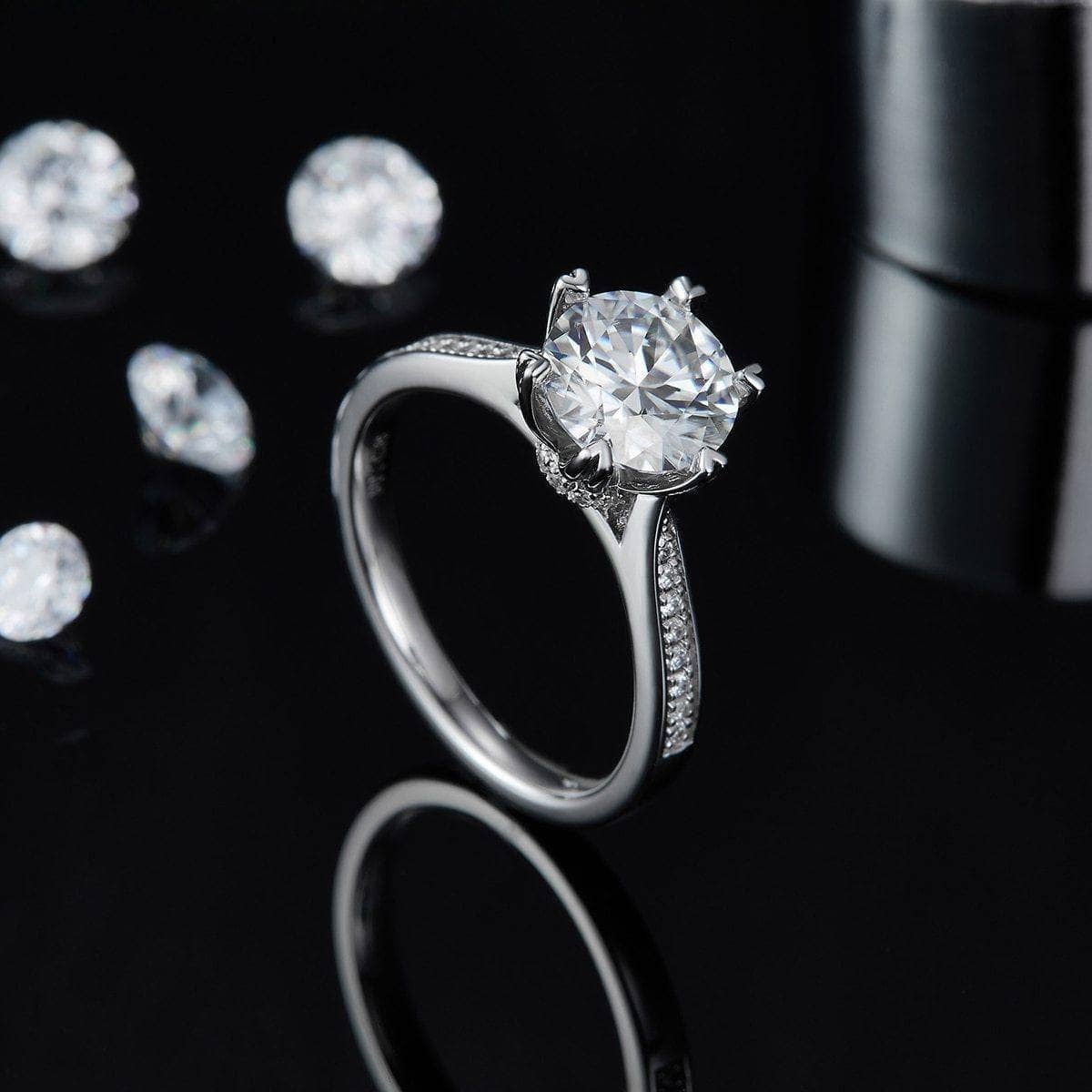 3ct Round Channel Moissanite Engagement Ring-Black Diamonds New York