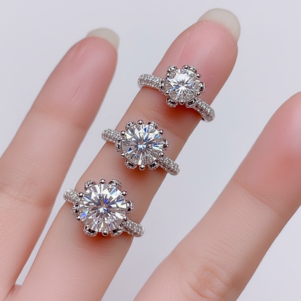3ct Round Cut Crackling Diamond Option Engagement Ring-Black Diamonds New York