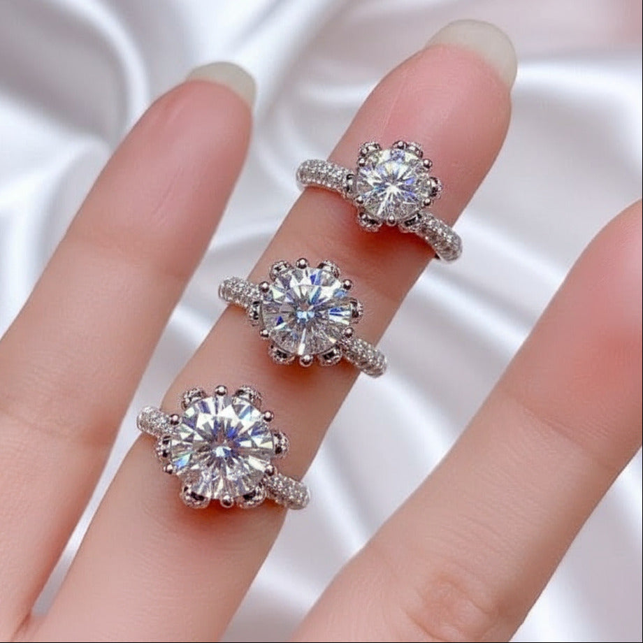 3ct Round Cut Crackling Diamond Engagement Ring-Black Diamonds New York