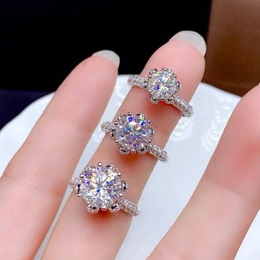 3ct Round Cut Crackling Moissanite Engagement Ring - Black Diamonds New York
