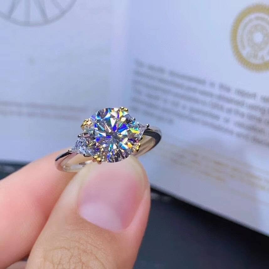 3ct Round Cut Crackling Diamond Engagement Ring-Black Diamonds New York