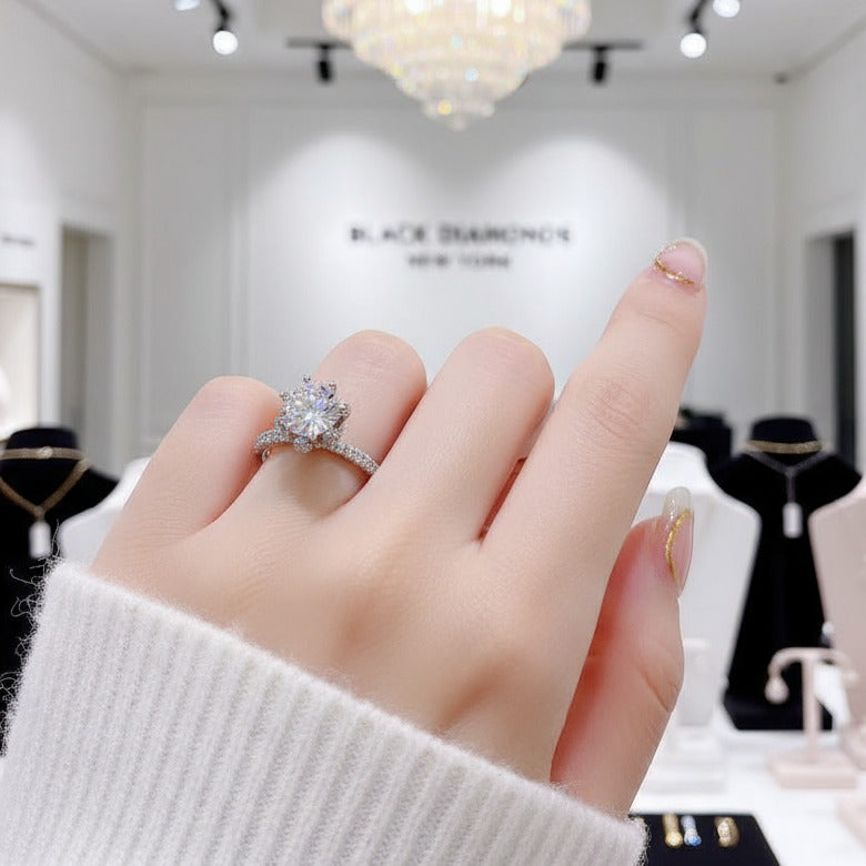 3ct Round Cut Crackling Diamond Engagement Ring-Black Diamonds New York