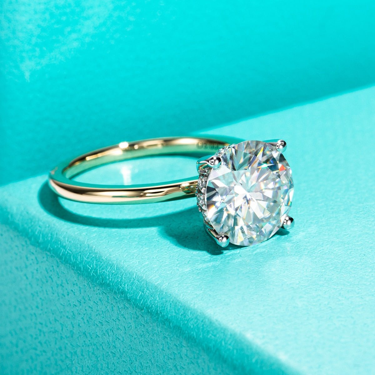 3ct Round Cut Moissanite Classic Four Prong Engagement Ring-Black Diamonds New York