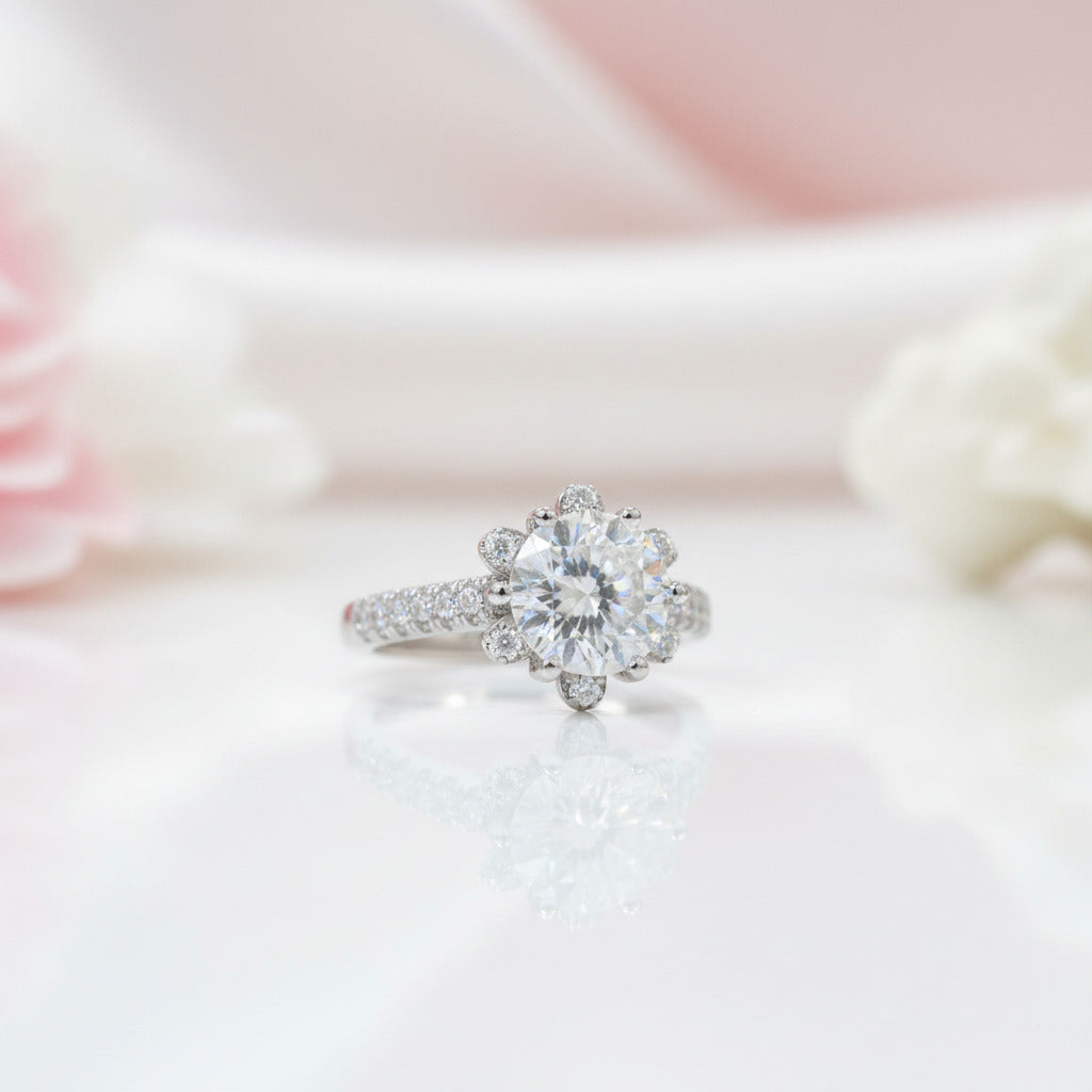 3ct Round Cut Diamond Option Snowflake Queen Engagement Ring-Black Diamonds New York