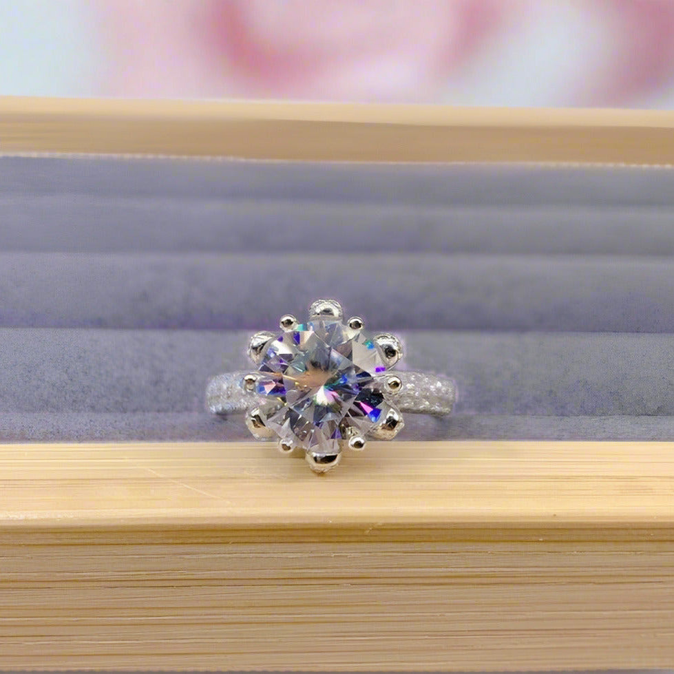 3ct Round Cut Diamond Snowflake Queen Engagement Ring-Black Diamonds New York