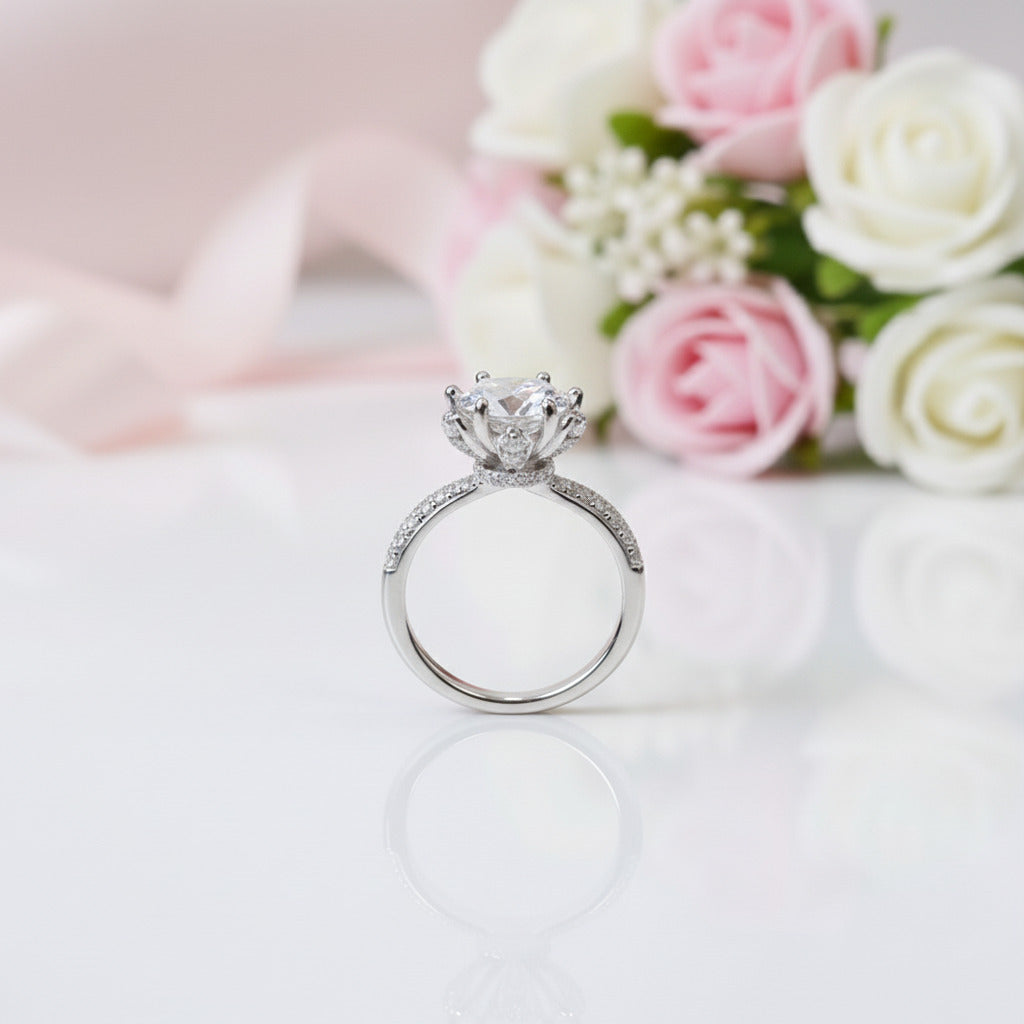3ct Round Cut Diamond Option Snowflake Queen Engagement Ring-Black Diamonds New York