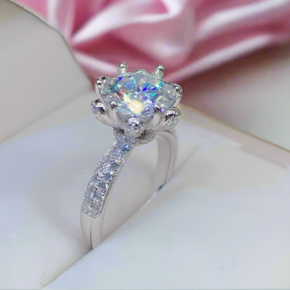 3ct Round Cut Diamond Snowflake Queen Engagement Ring-Black Diamonds New York