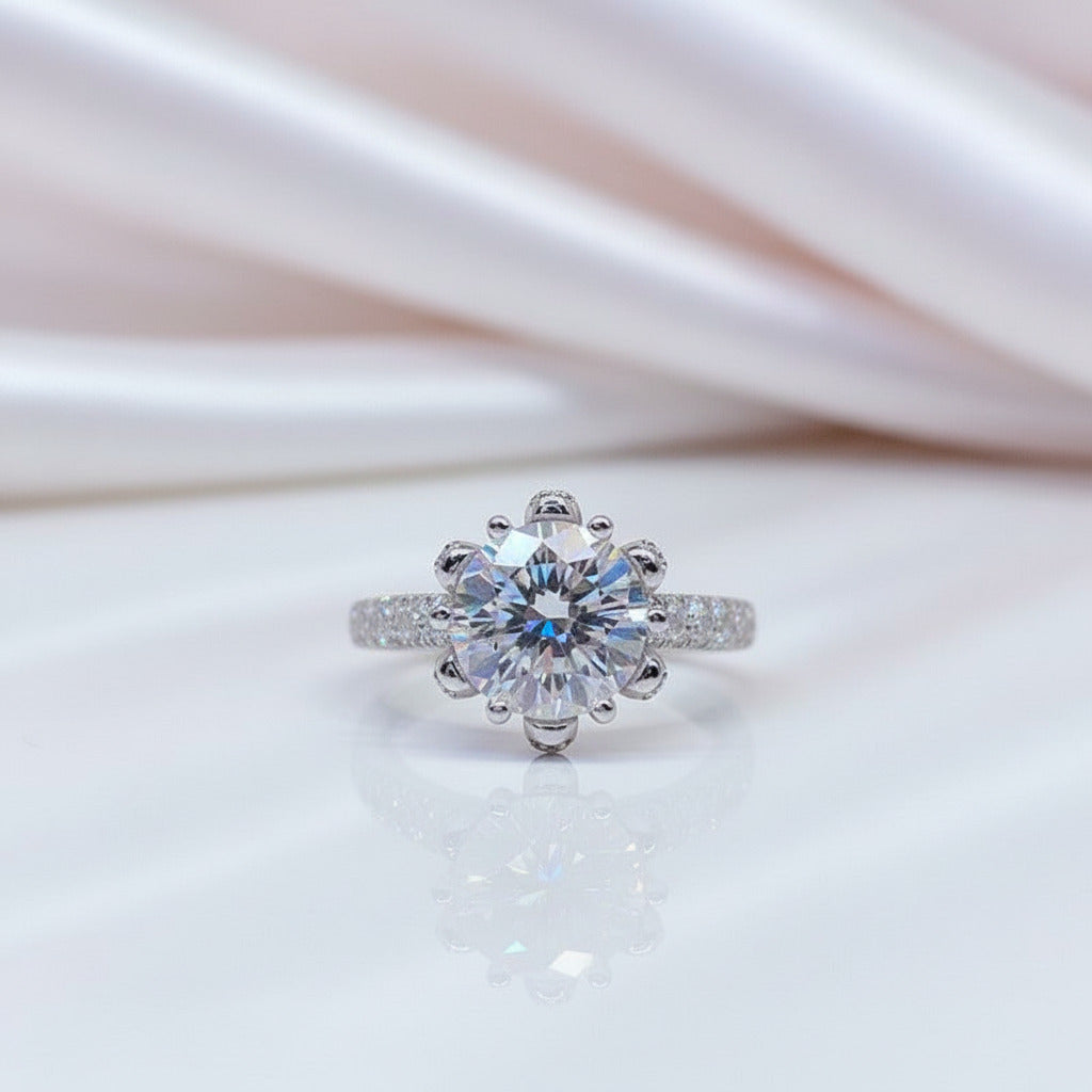 3ct Round Cut Diamond Option Snowflake Queen Engagement Ring-Black Diamonds New York