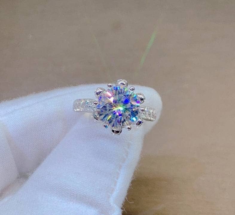 3ct Round Cut Moissanite Snowflake Queen Engagement Ring - Black Diamonds New York