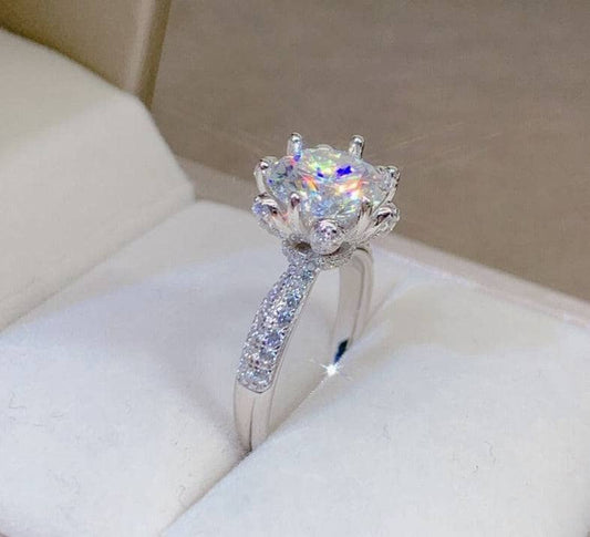 3ct Round Cut Moissanite Snowflake Queen Engagement Ring-Black Diamonds New York