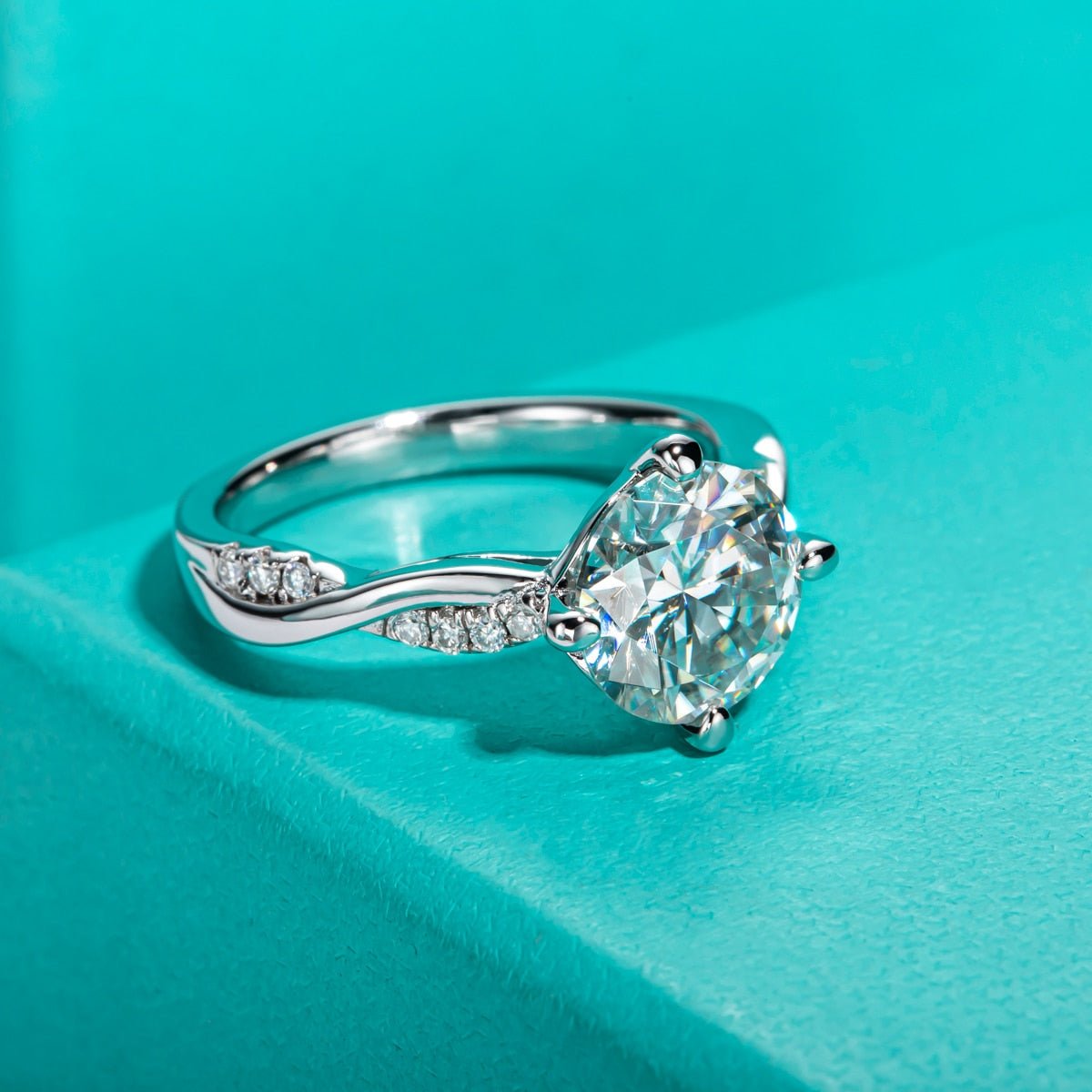 3ct Round Cut Diamond Twist Band Engagement Ring-Black Diamonds New York