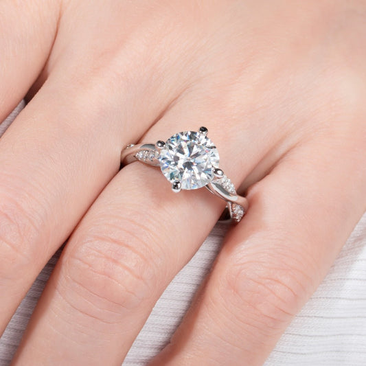 3ct Round Cut Moissanite Twist Band Engagement Ring-Black Diamonds New York