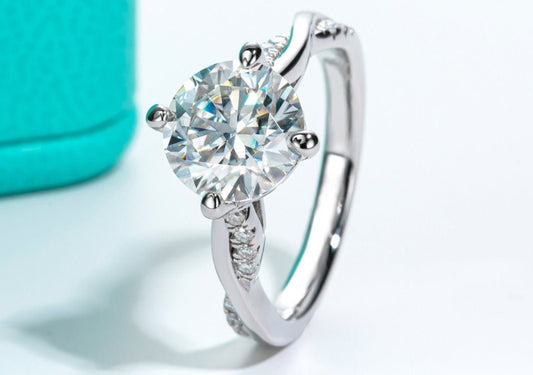 3ct Round Cut Moissanite Twist Band Engagement Ring - Black Diamonds New York