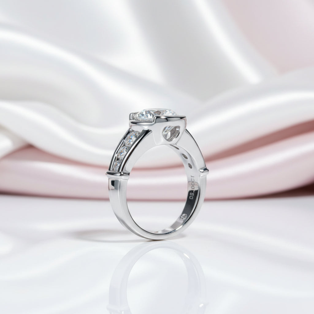 3ct Round Cut Diamond Option White Gold Luxury Engagement Ring (Aftersale Service)-Black Diamonds New York
