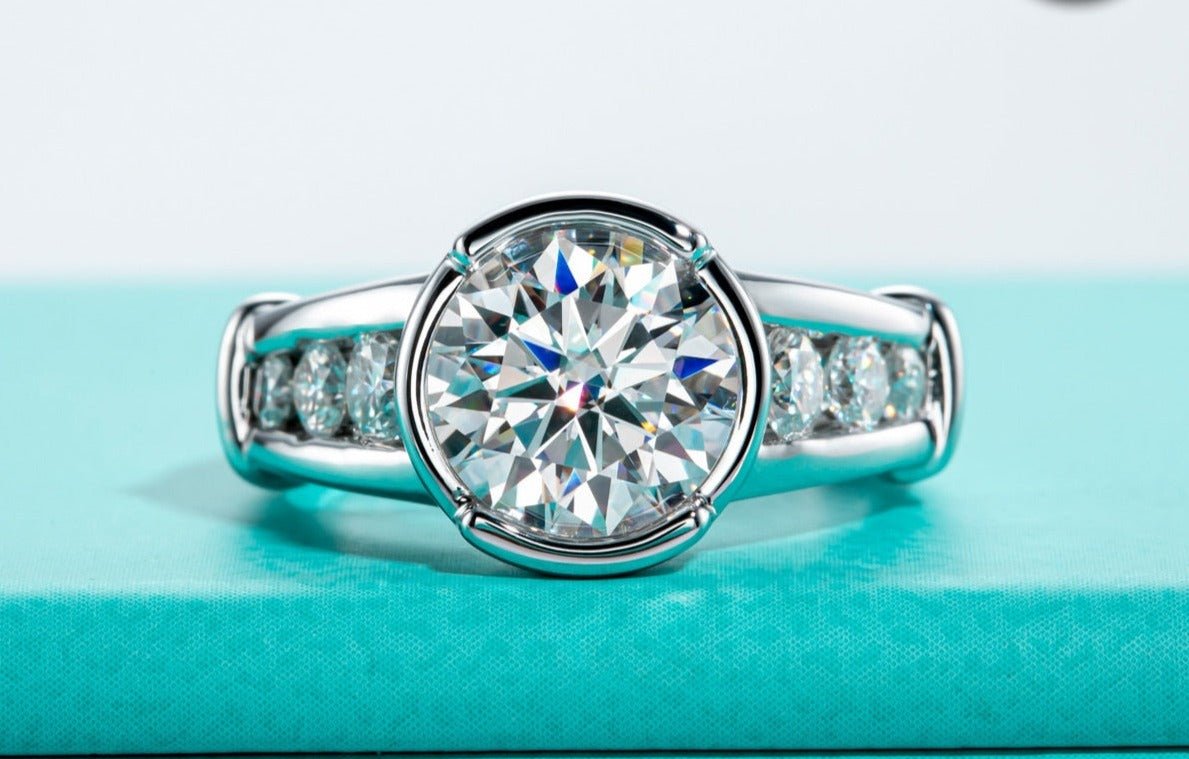 3ct Round Cut Diamond White Gold Luxury Engagement Ring-Black Diamonds New York