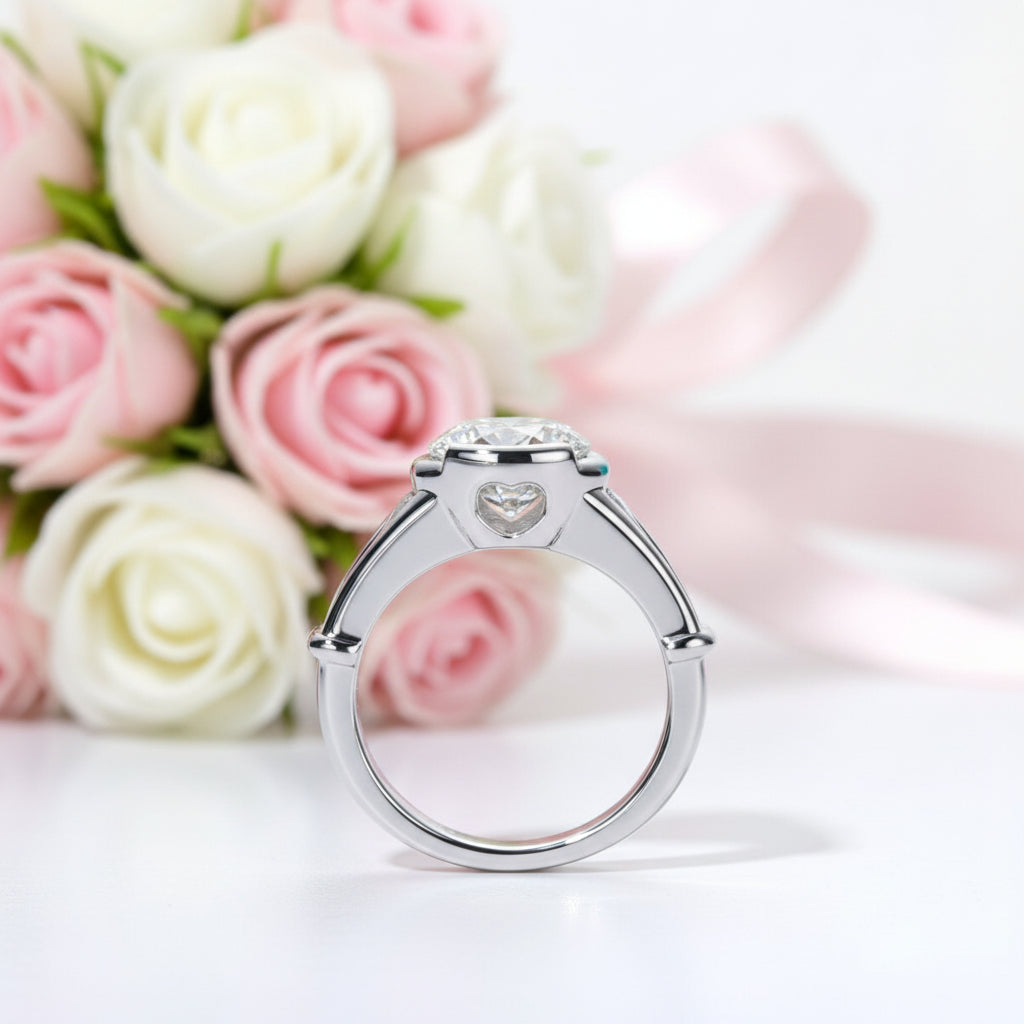 3ct Round Cut Diamond Option White Gold Luxury Engagement Ring (Aftersale Service)-Black Diamonds New York