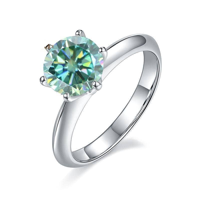 3ct Round Green Moissanite Solitaire Engagement Rings-Black Diamonds New York