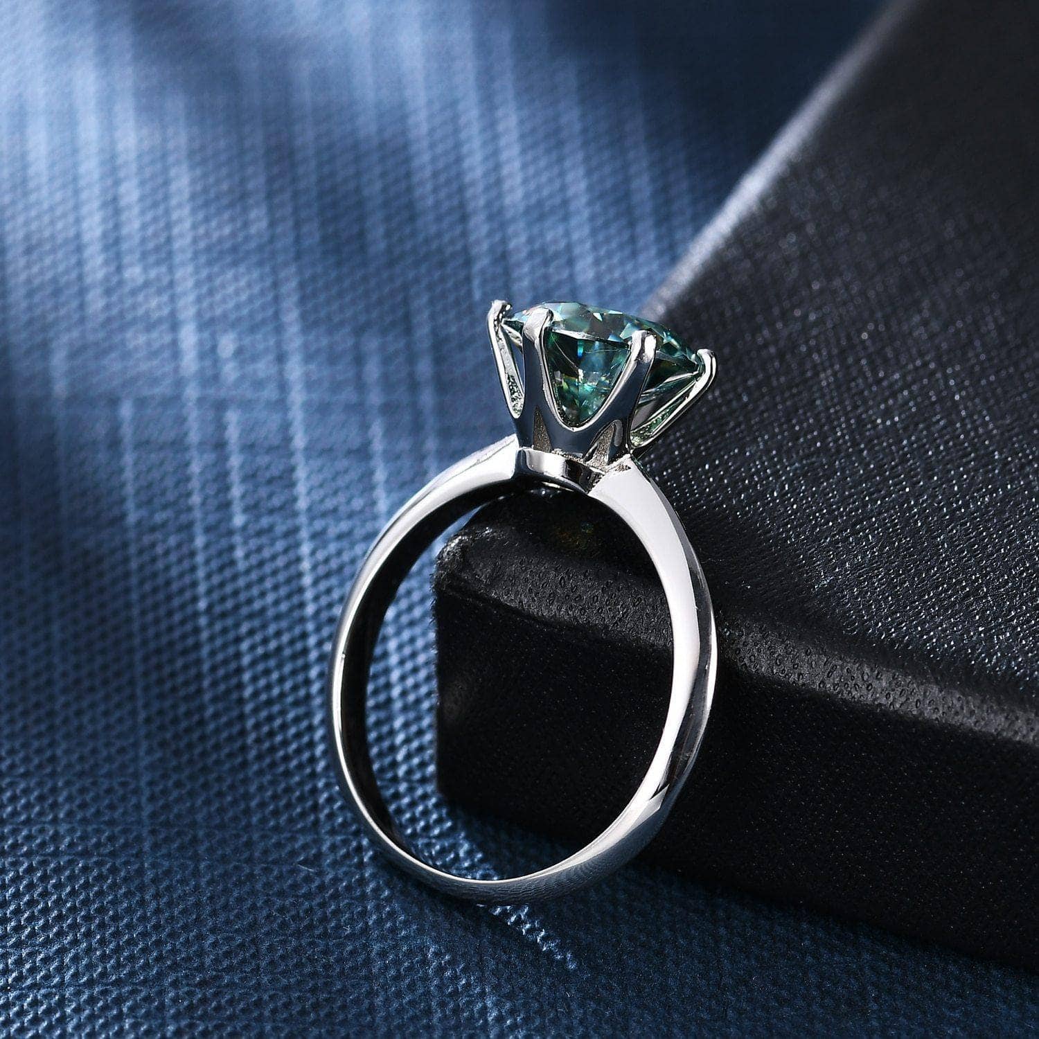 3ct Round Green Moissanite Solitaire Engagement Rings - Black Diamonds New York