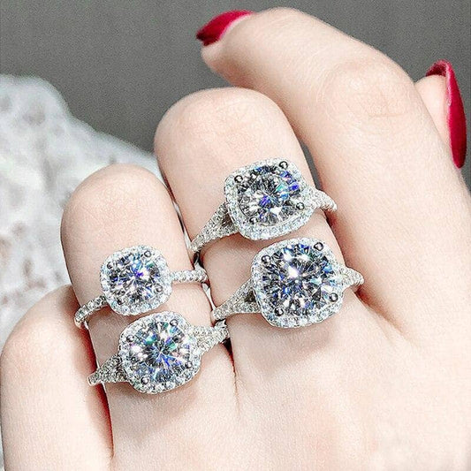 3ct Round Moissanite Halo Diamond Ring-Black Diamonds New York
