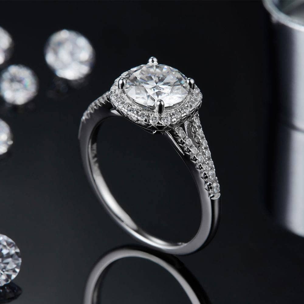 3ct Round Diamond Halo Diamond Ring-Black Diamonds New York