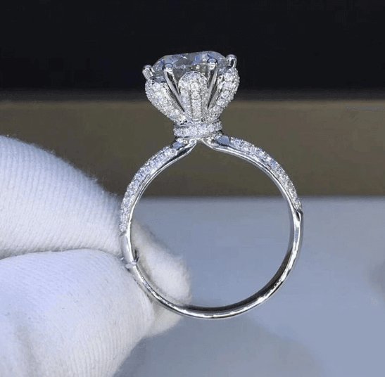 3ct Six Prong Bouquet Engagement Ring-Black Diamonds New York