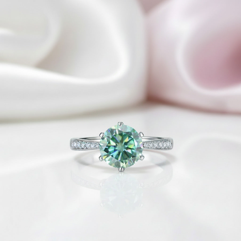 3ct Green Round Diamond Option Cathedral Engagement Ring-Black Diamonds New York