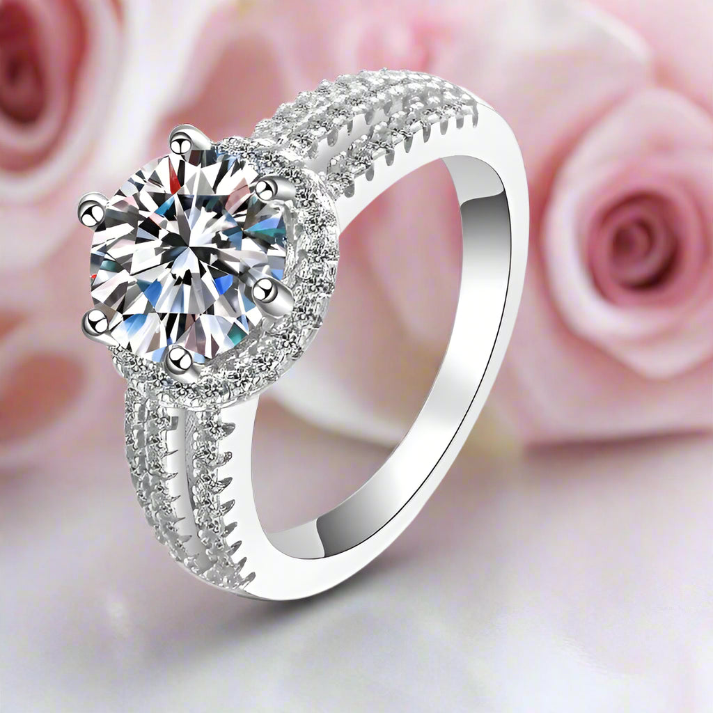 3ct Round Brilliant Cut Diamond Halo Engagement Ring-Black Diamonds New York