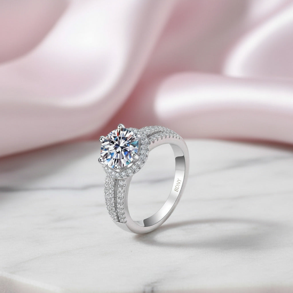 3ct Round Brilliant Cut Diamond Option Halo Engagement Ring-Black Diamonds New York
