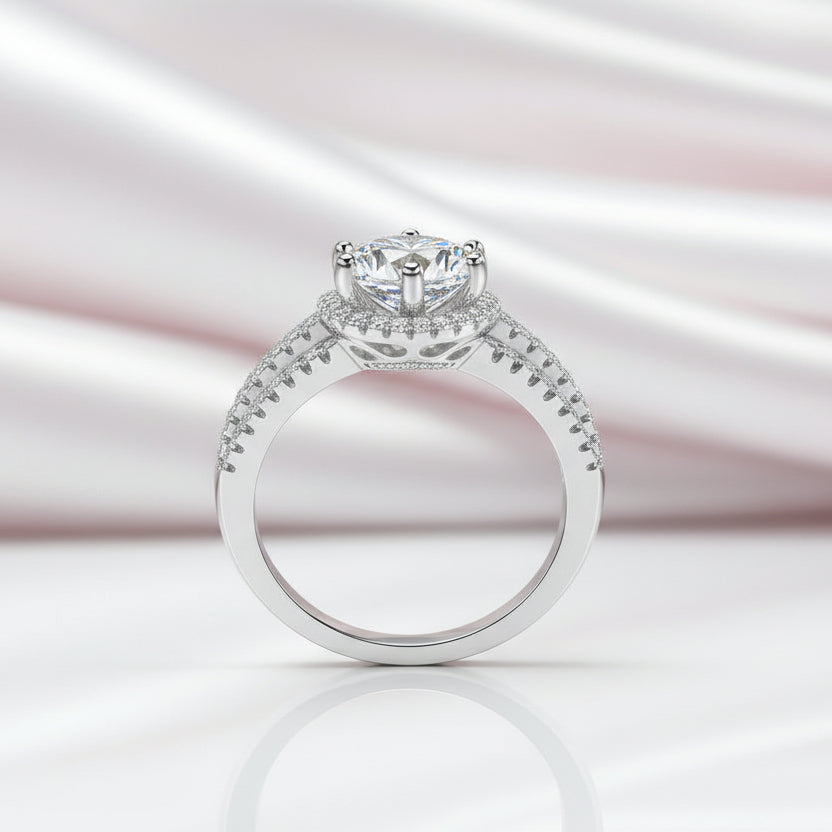 3ct Round Brilliant Cut Diamond Halo Engagement Ring-Black Diamonds New York