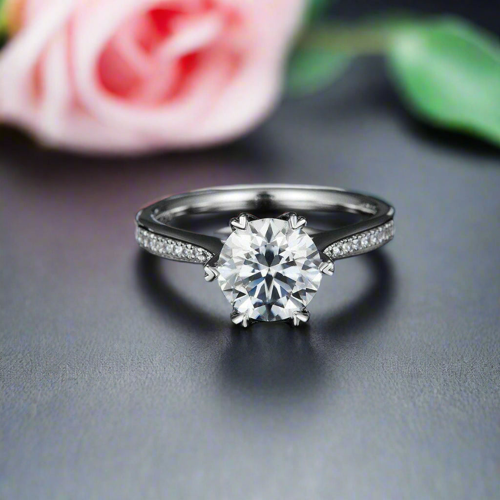3ct Round Channel Diamond Engagement Ring-Black Diamonds New York