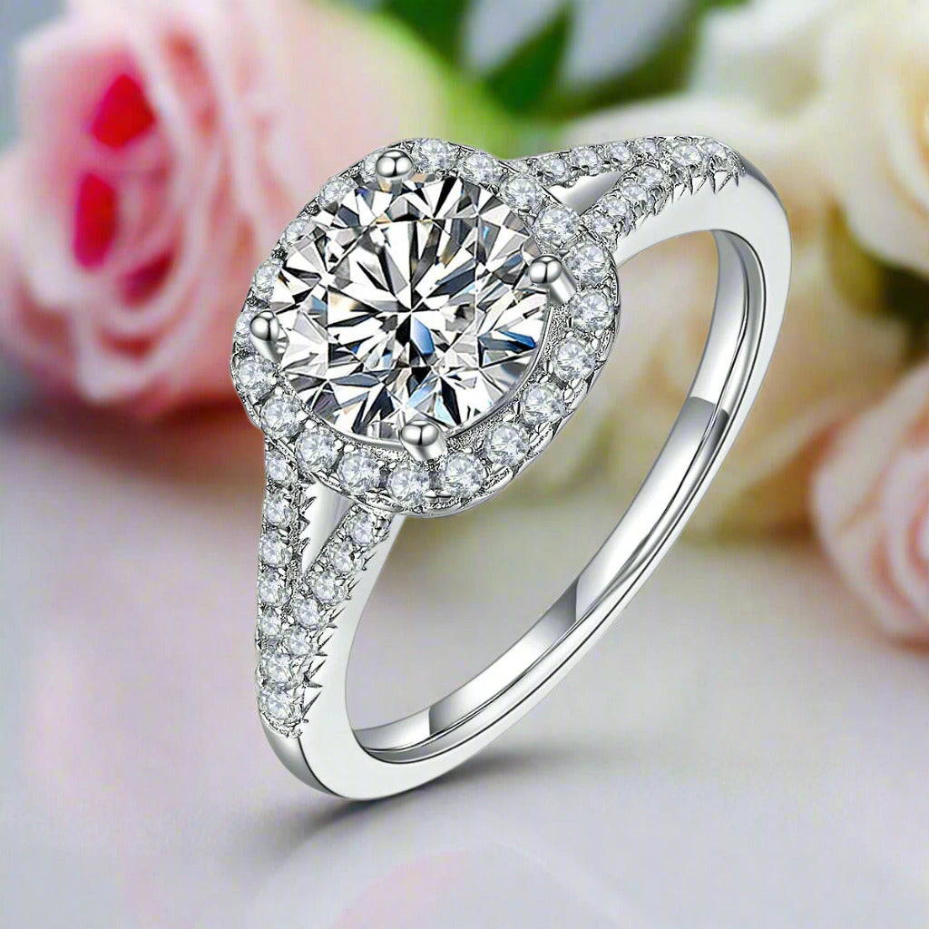 3ct Round Diamond Halo Ring-Black Diamonds New York