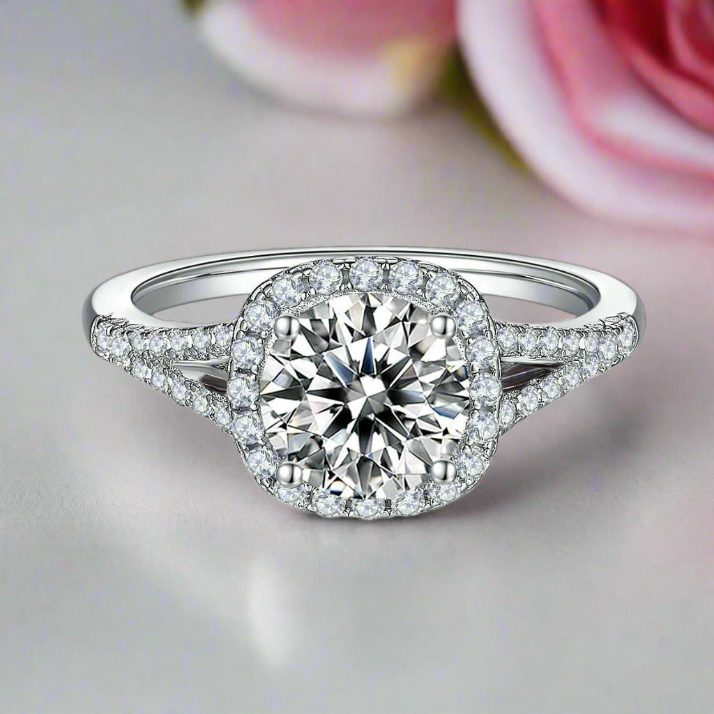 3ct Round Diamond Halo Ring-Black Diamonds New York