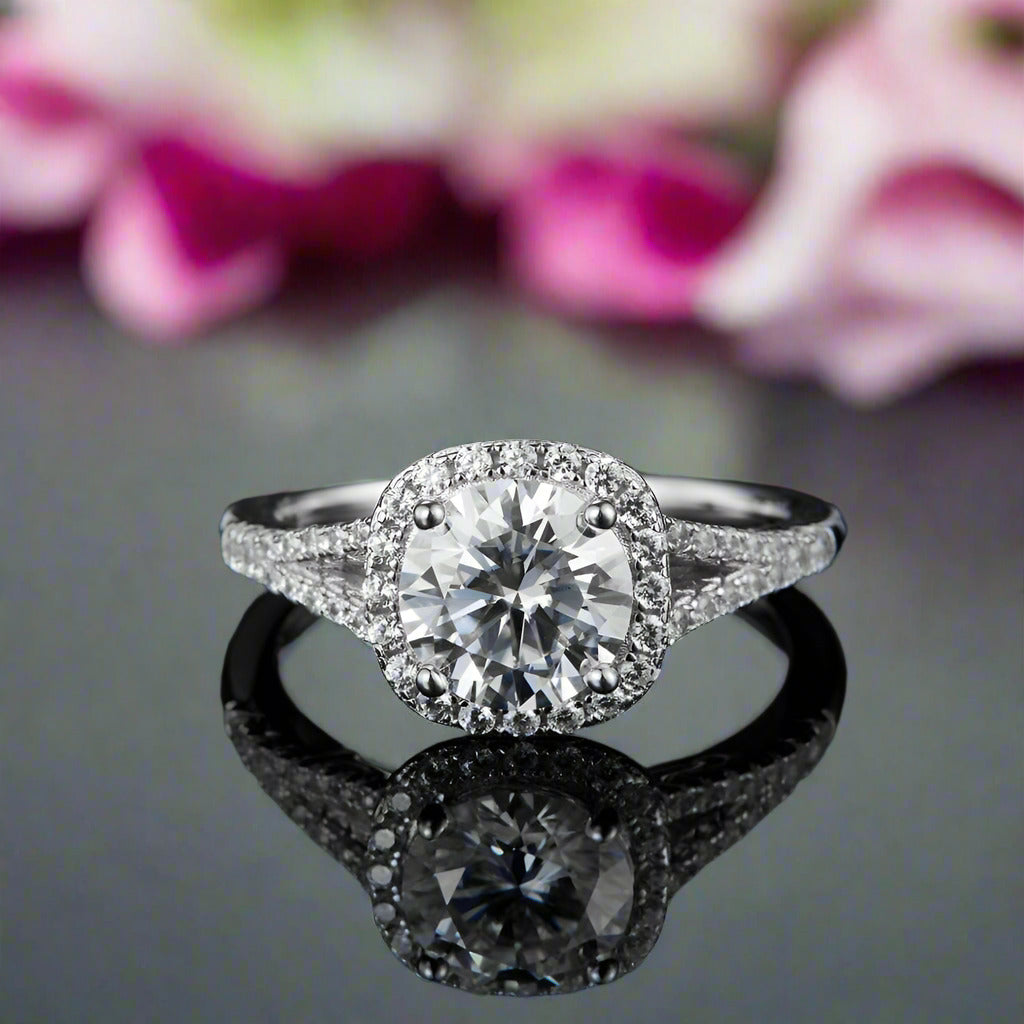 3ct Round Diamond Halo Ring-Black Diamonds New York