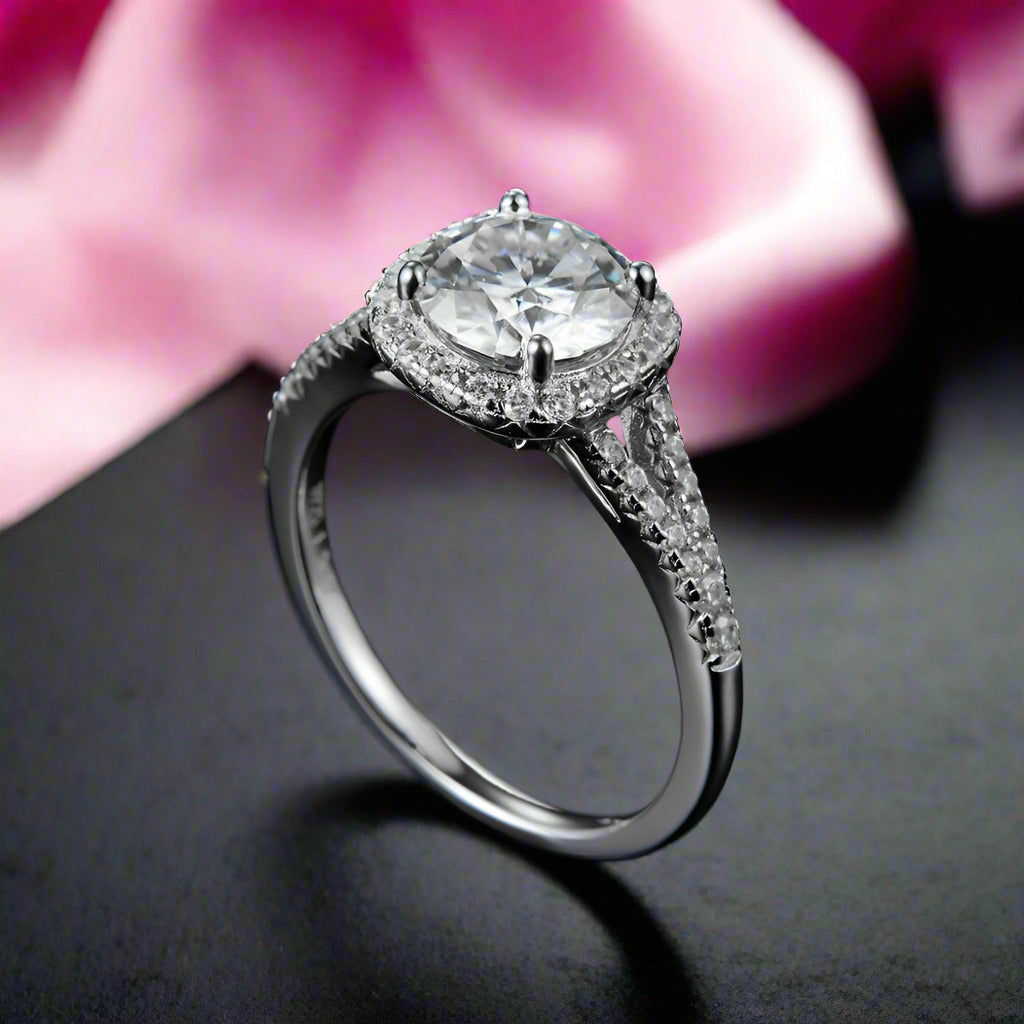 3ct Round Diamond Halo Ring-Black Diamonds New York