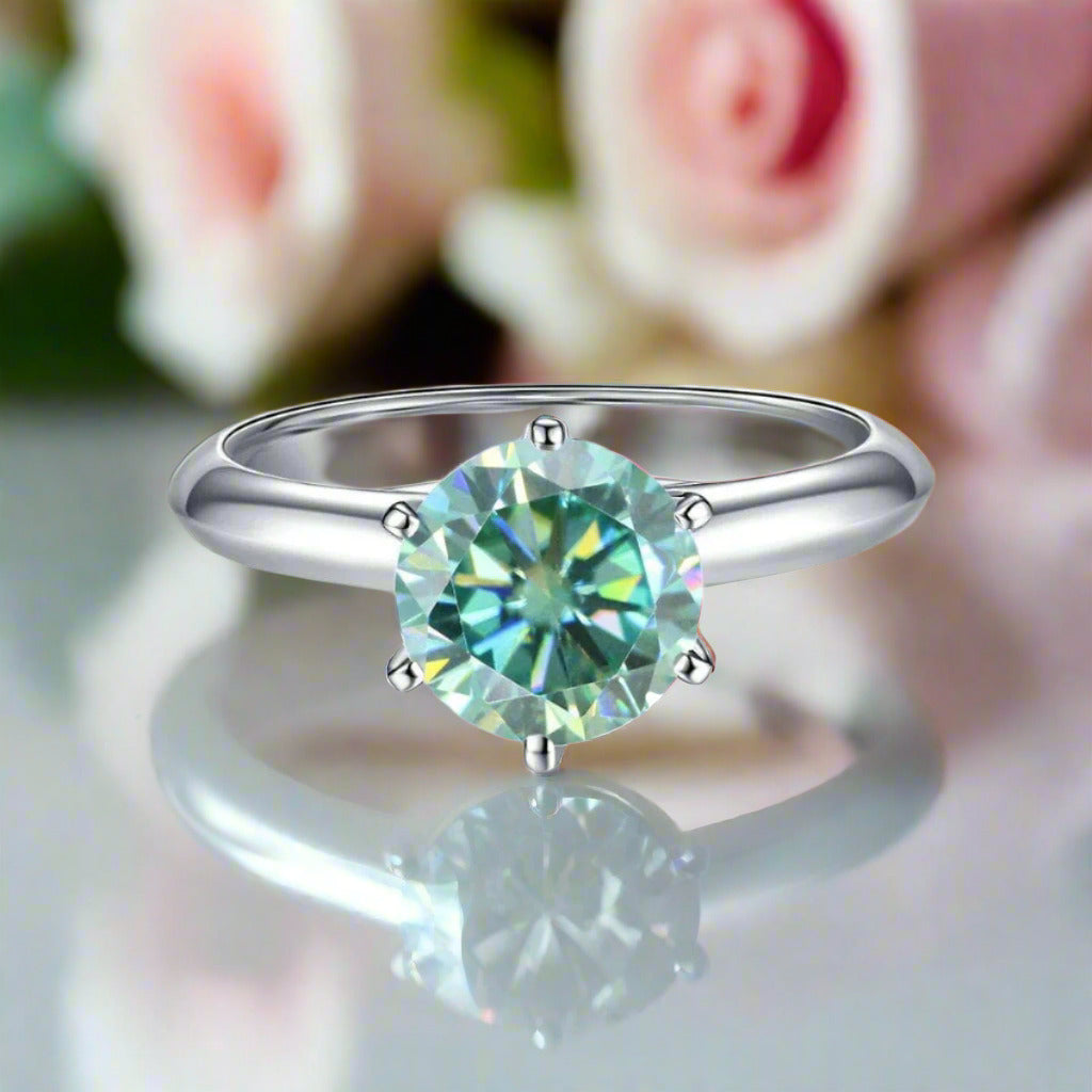 3ct Round Green Diamond Solitaire Engagement Ring-Black Diamonds New York