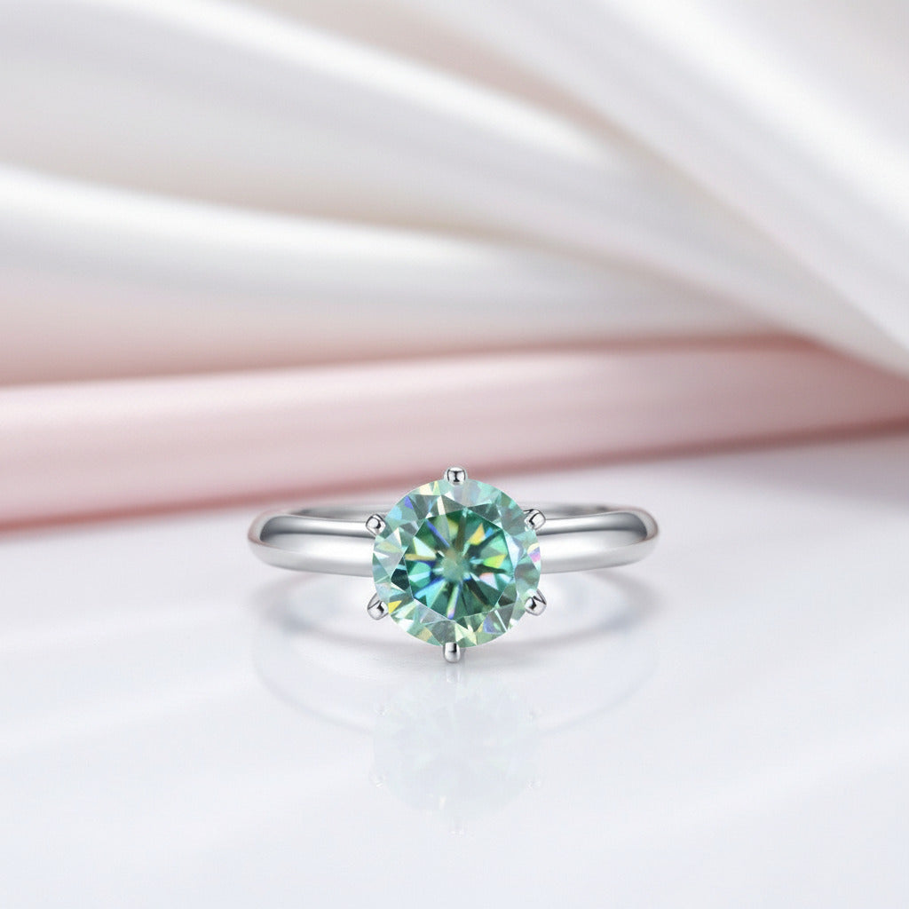 3ct Round Green Diamond Option Solitaire Engagement Ring-Black Diamonds New York