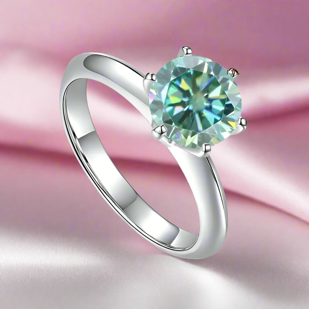 3ct Round Green Diamond Solitaire Engagement Ring-Black Diamonds New York