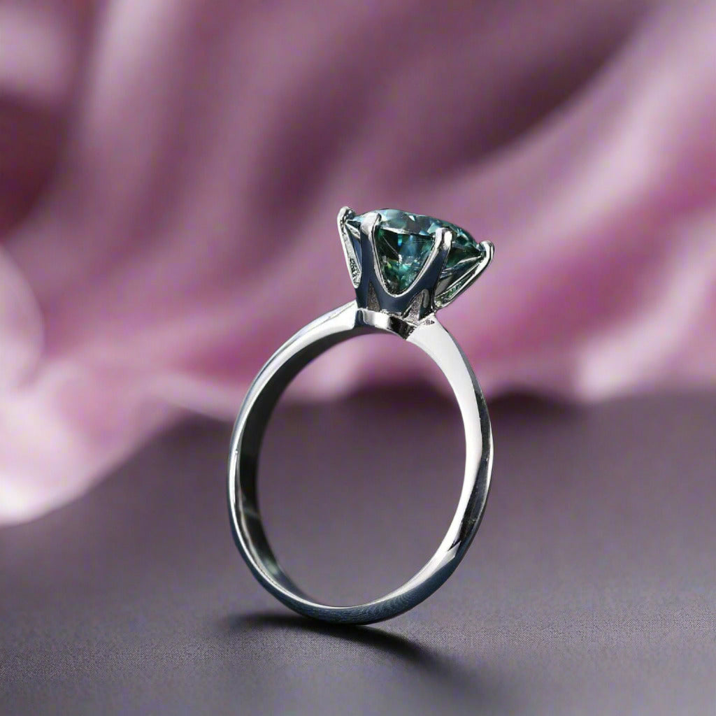 3ct Round Green Diamond Solitaire Engagement Ring-Black Diamonds New York