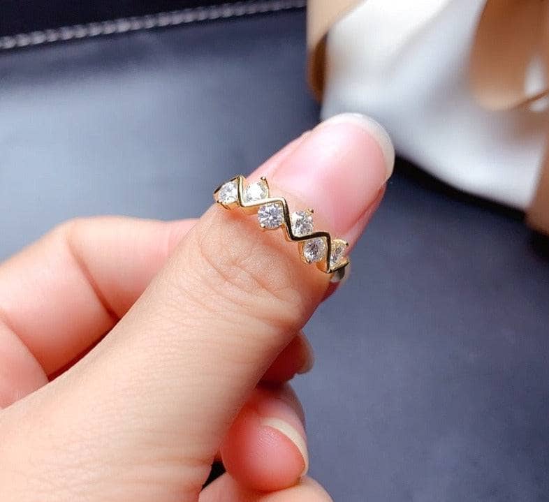 3EX Cut 1.8 Round Moissanite Resizable Ring Band-Black Diamonds New York