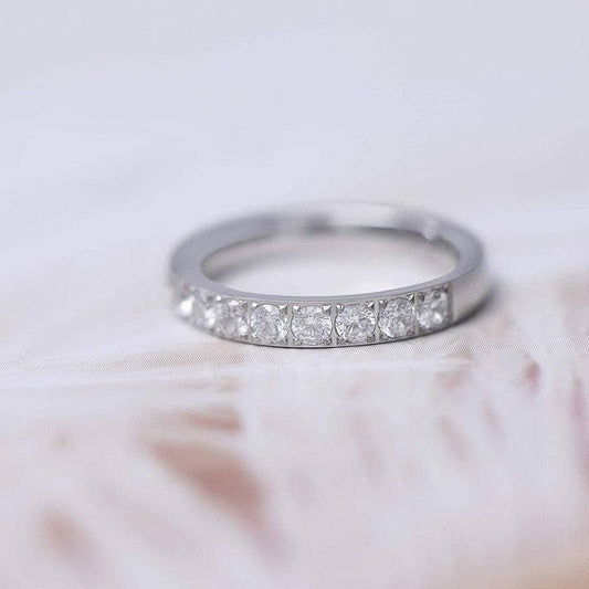 3mm Half Eternity Created Diamond Statement Titanium Wedding Band-Black Diamonds New York