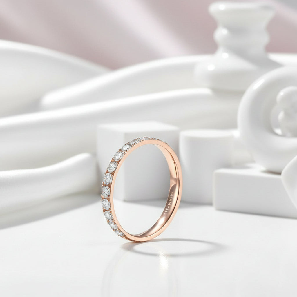 3mm Half Eternity Diamond Statement Titanium Wedding Band-Black Diamonds New York